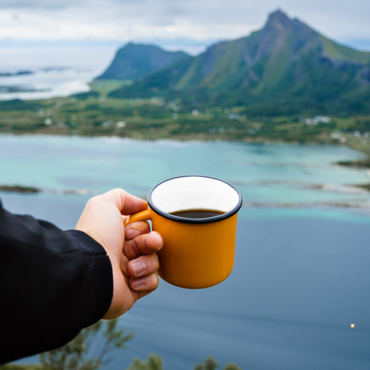 brewed blue mountain jamaican coffee in a mug