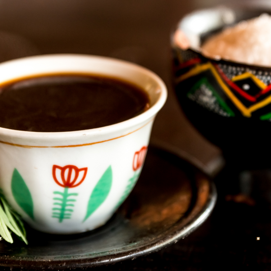 brewed cup of ethiopian yirgacheffe coffee