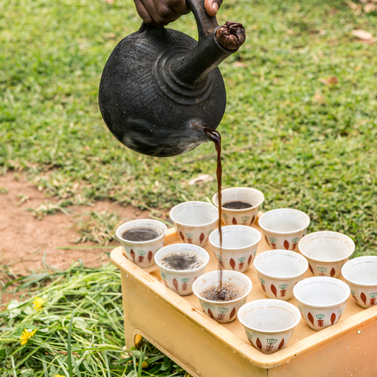 brewed ethiopian yirgacheffe coffee for ceremony