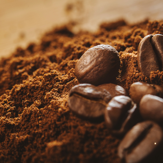 decaf ground coffee with coffee beans