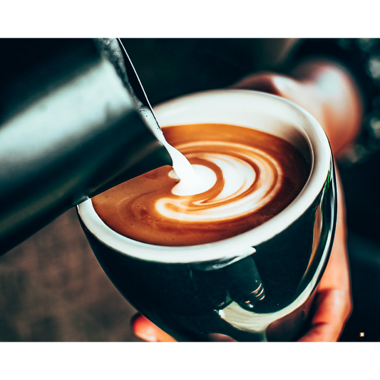 fresh brewed tanzanian peaberry coffee latte