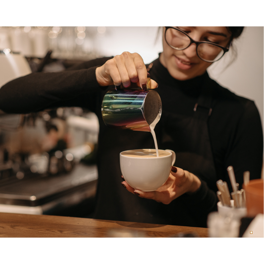 fresh roasted and brewed tanzanian peaberry coffee poured in a cup