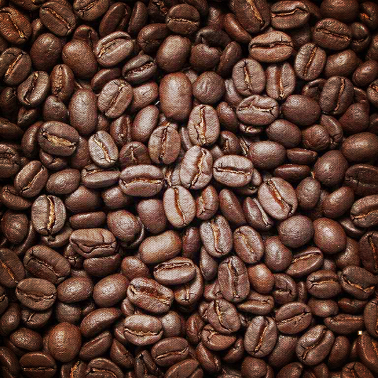 fresh roasted small batch tanzanian peaberry coffee beans closeup