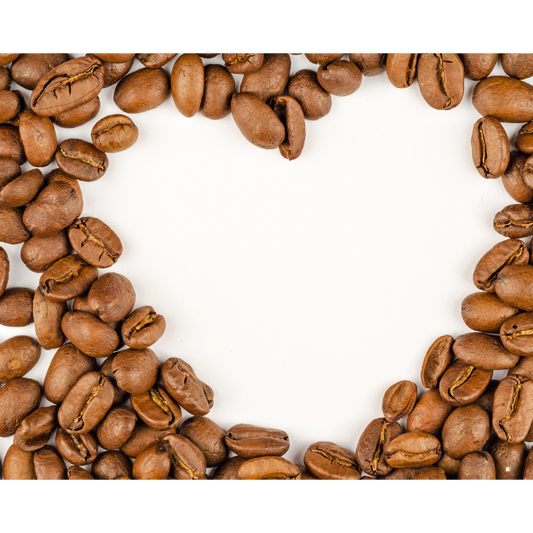 heart shaped freshly roasted light roast coffee beans