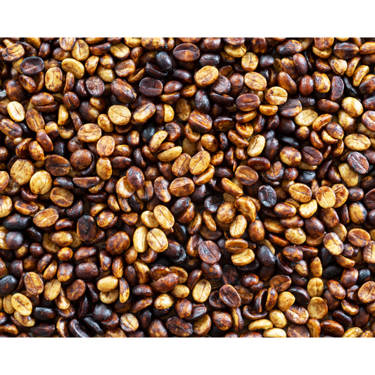 light roast coffee beans with dark roast beans mixed in