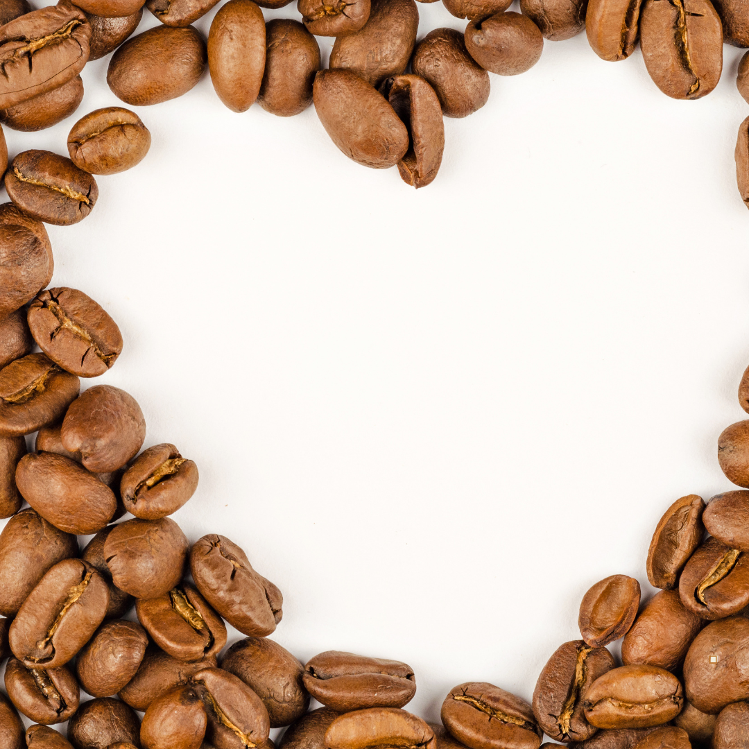 light roast coffee beans with heart shape