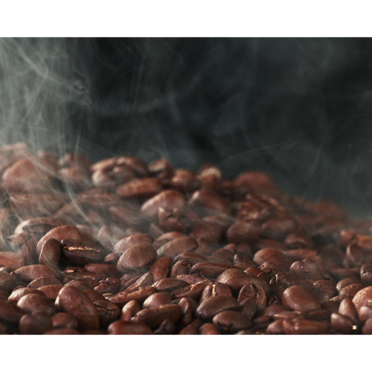 roasted small batch coffee beans letting steam off