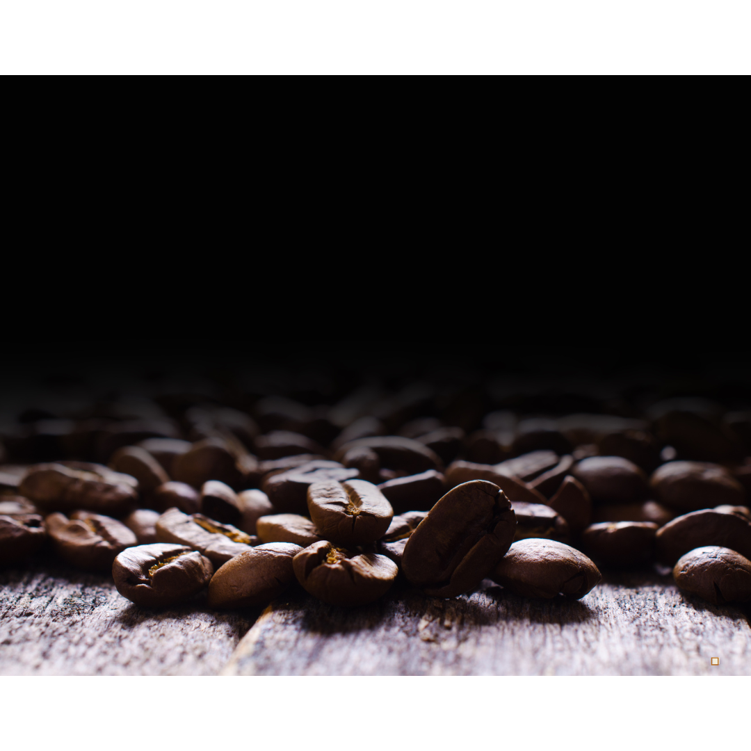 small batch roasted whole bean decaf coffee in the light fading to darkness