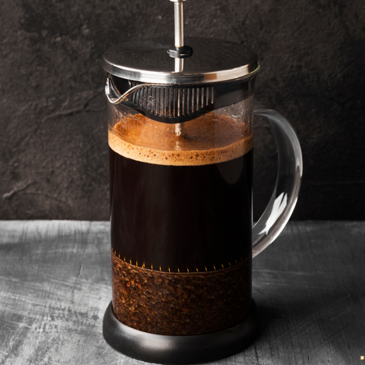 brazilian santos coffee beans in a french press