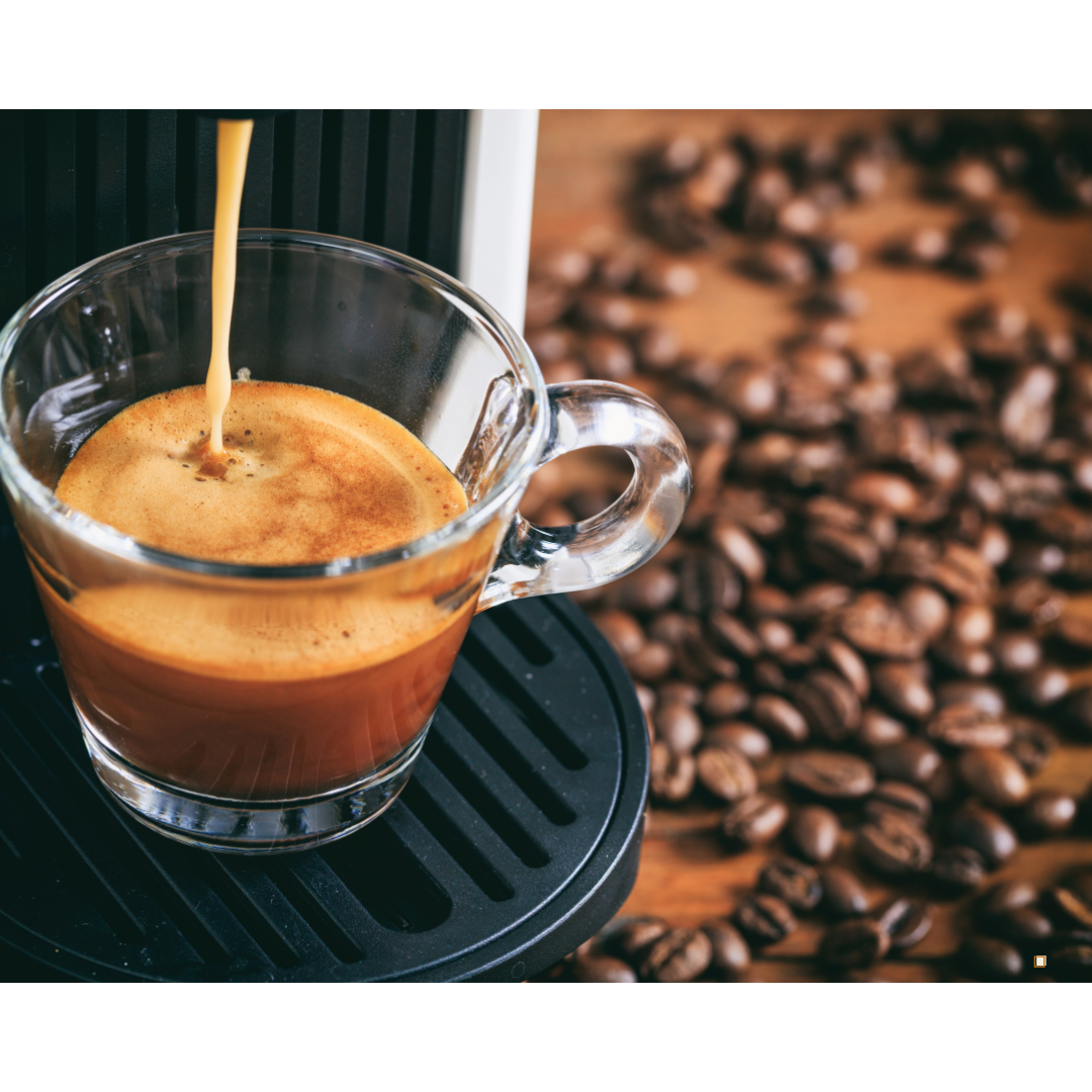 coffee pod subscription pod filling a glass mug