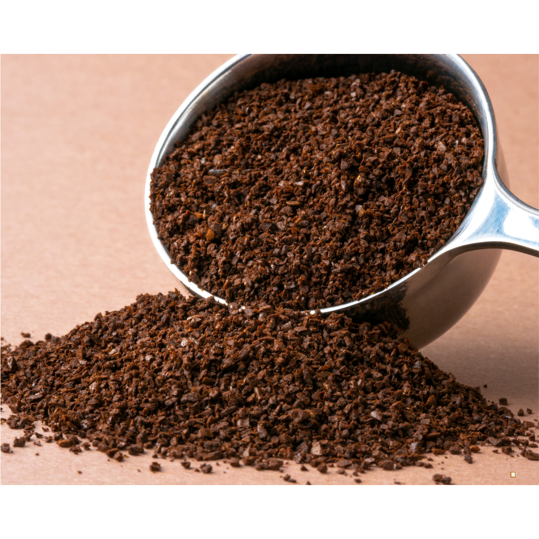 decaf ground coffee grounds stainless steel scoop