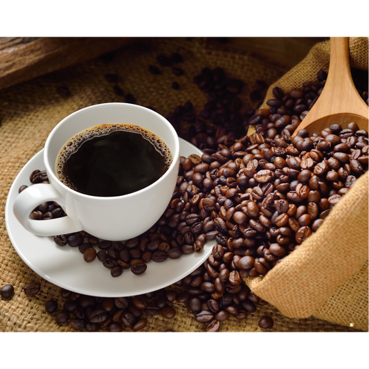 fresh small batch roasted ethiopian yirgacheffe coffee in a clear glass mug