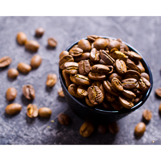 light roast coffee beans in a cup on a table